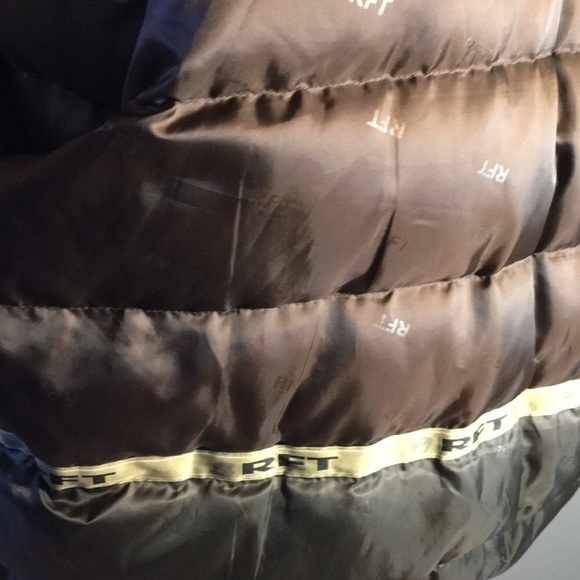 RFT Rainforest Down Filled Suede Bomber Jacket Zip up, Men size Large EUC - Picture 7 of 8